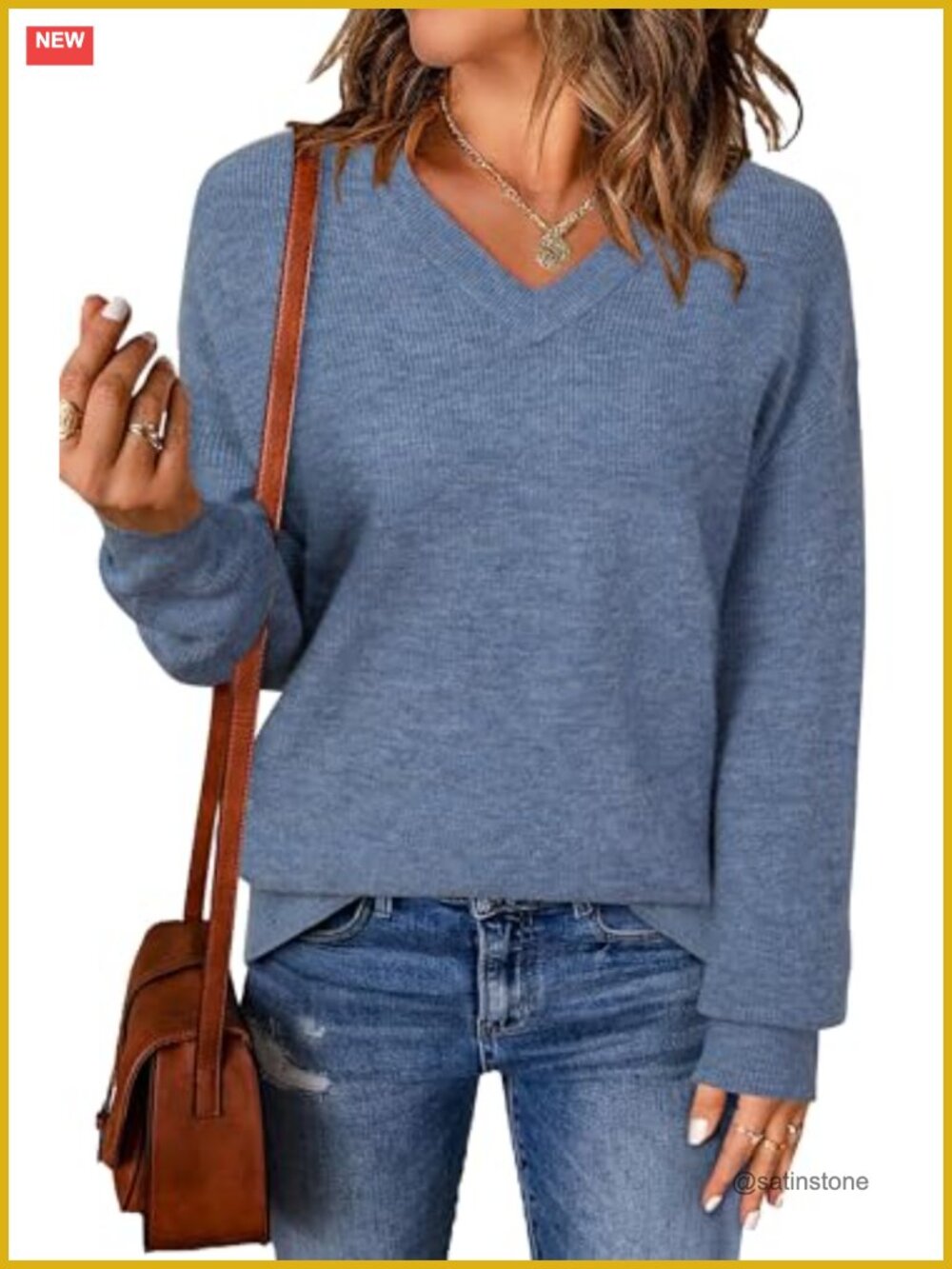 Wool Blend V Neck Long Sleeve Pullover Sweater Business Casual Top